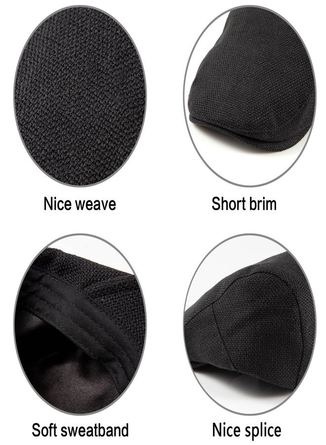 LADYBRO 2 Pack Classic Solid Flat Cap Newsboy Hats for Men Cabbie Driving Scally Adjustable - Image 5